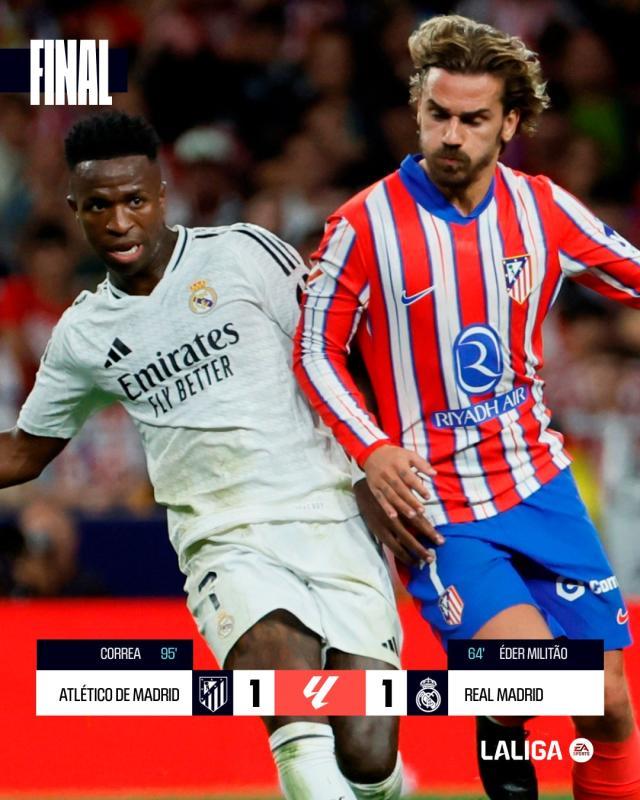 开运体育官网-【西甲】马竞1比1皇马，米利唐进球，科雷亚绝平